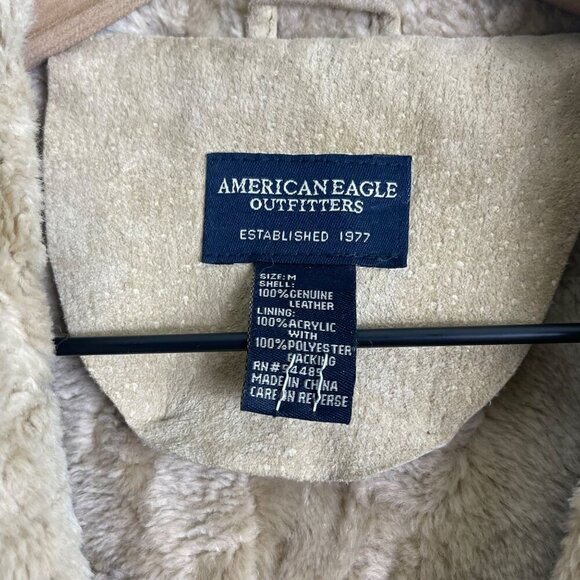 Vintage 1990s American Eagle Outfitters Sherpa-Lined Leather Jacket – Size Mediu - Picture 8 of 13